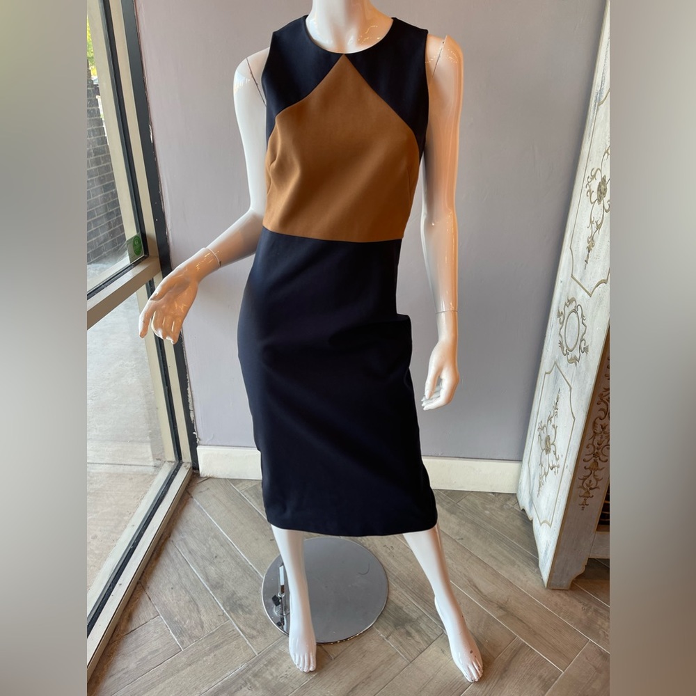 Diane Von Furstenberg Colorblock Midi Dress Sleeveless Navy size 6 - Picture 2 of 5
